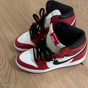 Nike Youth Red and White High-Top Sneakers
